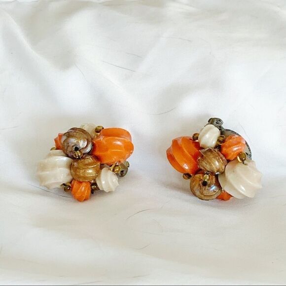 Vintage Austrian ab glass bead earrings clip - Picture 4 of 8